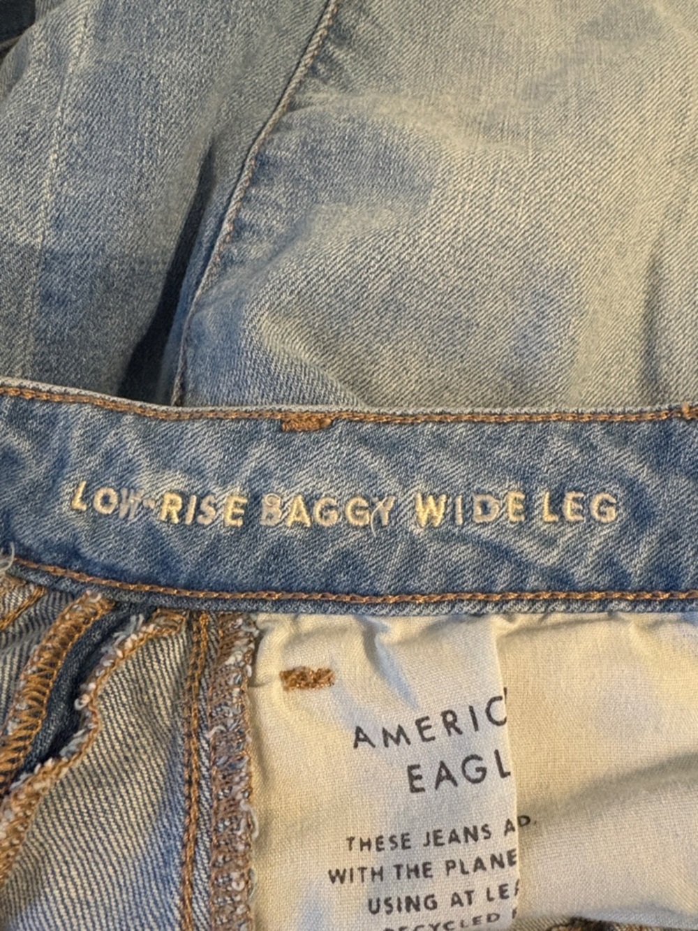 American Eagle Patchwork Low Rise Baggy Wide Leg Jeans 8 - Picture 8 of 8